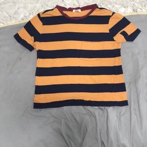 Blue and orange striped cropped top with Maroon collar, size S from forever 21